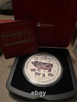 2019 Australia $30 Lunar II Year of the Pig 1 Kilo Kg Silver Colored Coin