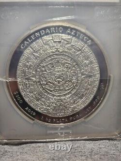 2019 Mexico 1 Kilo Silver Aztec Calendar (32 oz) PCGSPL69! 100 pesos