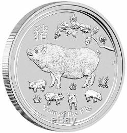 2019 Year of the Pig Perth Mint Lunar Series II 1 Kilo Silver Coin