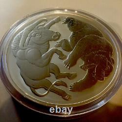 2020 1 Kilo. 9999 Silver Bull and Bear coin $30 Brilliant Uncirculated
