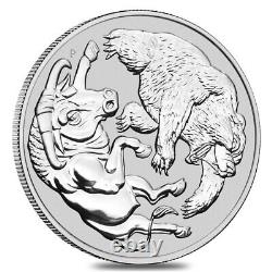 2020 1 Kilo Silver Australian Bull and Bear Coin Perth Mint. 9999 Fine BU In Cap