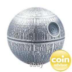2020 $100 Niue. 999 Fine Silver Kilo Spherical Stars Wars Death Star OGP & COA