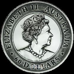 2020 Australia Kookaburra $60 Dollar 1 X 2 Kilo Round Bar 2000 Grams Silver Coin