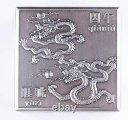 2020 China Silver Dragon Cube 1kg (1000g) With Box/coa