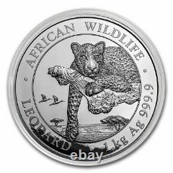 2020 Somalia 1 kilo Silver African Wildlife Leopard BU SKU#226064