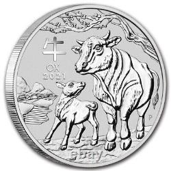 2021 Australia 1 kilo Silver Lunar Ox BU (Series III)