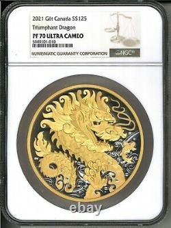 2021 Canada $125 Triumphant Dragon 500g (1/2 Kilo). 9999 Silver Coin NGC PF 70