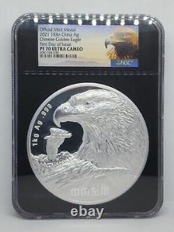 2021 Chinese Golden Eagle 1 Kg Kilo Silver Medal NGC PF70 UC First Day of Issue
