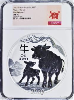 2021 Lunar Year of the OX 1 Kilo Bullion Silver $30 Coin NGC MS70 FIRST Releases