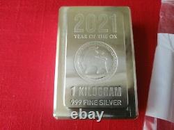 2021 Lunar Year of the Ox/Bull 1 Kilo Silver Bar