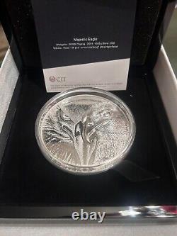 2021 Mongolia Majestic Eagle 1 Kilo Silver Coin 99 Mintage