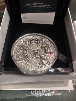 2021 Mongolia Majestic Eagle 1 Kilo Silver Coin 99 Mintage