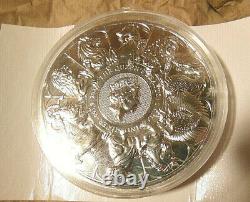 2021 QUEEN'S BEASTS COMPLETER 1 KILO SILVER (BU). In Hand. Reeded Edge Dings