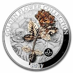 2021 Samoa 1 kilo Silver Golden Flower Collection Rose SKU#238268