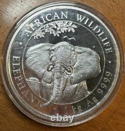 2021 Somalia 32.15 Oz. 9999 Silver Kilo Elephant 2000 Shillings In Capsule