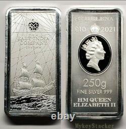 2021 St. Helena 250g Silver Bar 8 oz plus = ¼ Kilo pure. 999 Silver Coin Bar