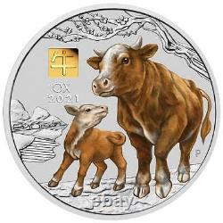 2021 Year of the Ox 1kg Kilo. 9999 Silver Coin with GOLD PRIVY MARK Series III