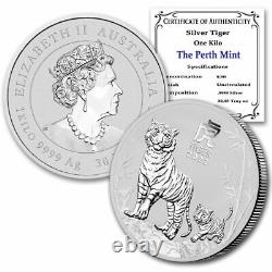 2022 1 Kilo Australian Silver Year of the Tiger Brilliant Uncirculated coin CoA
