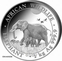 2022 1 Kilo Silver Somalian AFRICAN ELEPHANT BU Coin