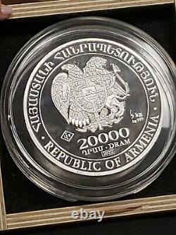 2022 Central Bank Armenia 20,000 Dram 5 Kilo (160.75 Oz). 999 Silver Noah's Ark