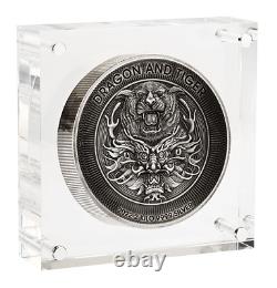 2022 Dragon and Tiger 2kg. 9999 Silver Antiqued High Relief Coin 2 Kilo PM
