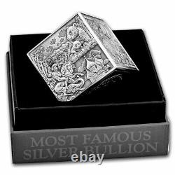 2022 Gibraltar 1 kg Silver Most Famous Bullion Coins Cube Antique WithBox & COA