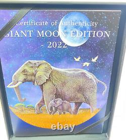 2022 Somalia 1 kilo Silver Elephant (Giant Moon) #90 of 100 Minted! WithOGP & COA
