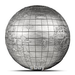 2023 1 Kilo Antique Barbados Silver Animals of the World 3D Spherical Coin
