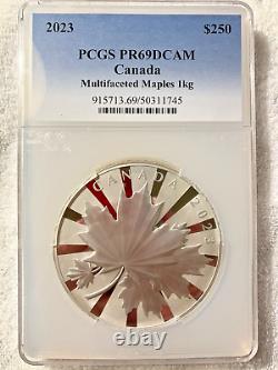 2023 $250 Fine Silver Kilo Coin-Multifaceted Maples-PCGS PR69CAM-Mintage 500