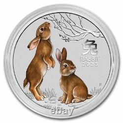 2023 Australia Silver Kilo Colorized Lunar Year of the Rabbit Coin in Capsule