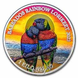 2023 Barbados 1 kilo Silver Color Wildlife Rainbow Lorikeet SKU#272423