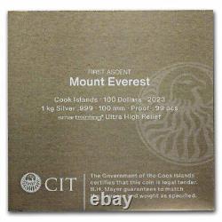 2023 Cook Islands 1 kilo Silver Proof Mt. Everest First Ascent SKU#279596