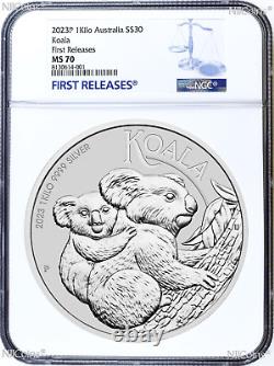 2023 Koala 1 Kilo. 9999 Silver $30 Coin NGC MS70 1st Release 32.2oz FR
