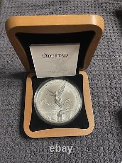 2023 Mexico silver Reverse Proof Like Libertad 1 Kilo Wood Box WithCOA