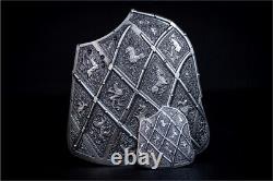 2023 South Korea Trellised Targe Shield 1 Kilo Silver Antiqued Stacker