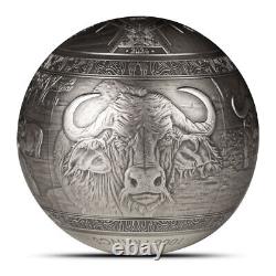 2024 1 Kilo Antique Republic of Djibouti Silver Big Five Buffalo Sphere Coin