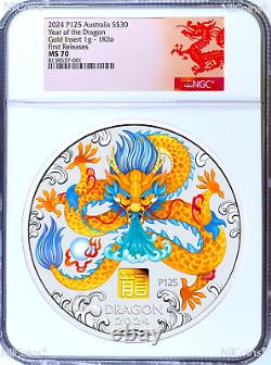 2024 Lunar Year of the DRAGON 1 Kilo Silver $30 Coin NGC MS70 with Gold Privy Mark