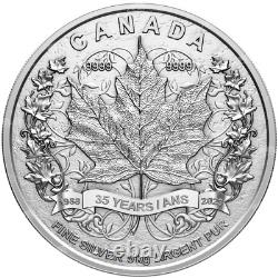 5 kilo 2023 35th Anniversary of the Silver Maple Leaf Silver Coin Royal Canadi