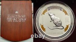 Australia 2008 Lunar Year of the Mouse 1 kilo 999 silver coin with Diamond Eye