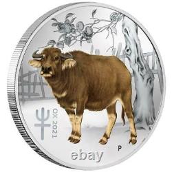 Australia 30 Dollar 2021-Year of the Ox Colour-Perth Mint 1 Kilo Silver