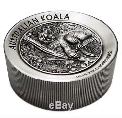 Australian Koala 2018 2 Kilo Silver High Relief Antiqued Coin Sold Out COA #52