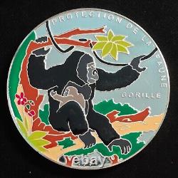 BENIN 30000 Francs 1997 KILO Silver Enameled Proof Wildlife Protection Gorilla