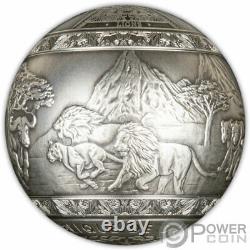 BIG FIVE LION Spherical 1 Kg Kilo Silver Coin 1000 Francs Djibouti 2021