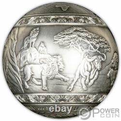BIG FIVE LION Spherical 1 Kg Kilo Silver Coin 1000 Francs Djibouti 2021