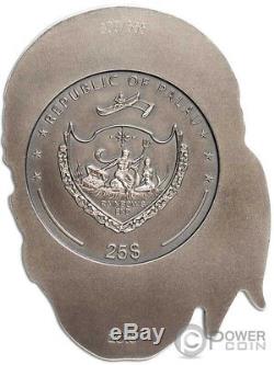BIG PIRATE SKULL Shape 1/2 Kilo Silver Coin 25$ Palau 2018