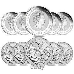 Box of 10 2020 1 Kilo Silver Australian Bull and Bear Coin Perth Mint. 9999