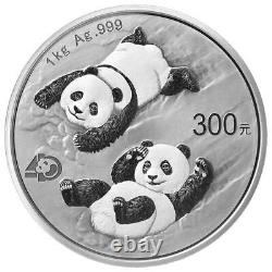 China 300 Yuan 2022 40 years Panda in Case 1 kg Silver proof