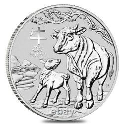 Lot of 2 2021 1 Kilo Silver Lunar Year of The Ox BU Australian Perth Mint In