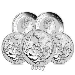 Lot of 5 2020 1 Kilo Silver Australian Bull and Bear Coin Perth Mint. 9999