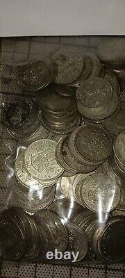 Lot of British silver coins 32.15 Troy OZ total silver weight UK foreign coins